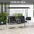 thumbnail image 6 of Outsunny 2 Person Porch Swing with Stand, Outdoor Swing with Canopy, Pivot Storage Table, 2 Cup Holders, Cushions for Patio, Backyard, Black, 6 of 10