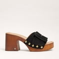 thumbnail image 2 of Sam Edelman Marcia Black Suede Squared Open Toe Slip On Block Heeled Sandals (Black Suede, 9), 2 of 6