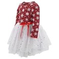 thumbnail image 2 of Girls Snowflake Plaid Christmas Tutu Dress Outfit Clothes (12Y, Red), 2 of 5
