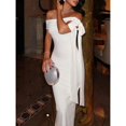 thumbnail image 4 of Women’s Bardot Backless Split Hem Dress – Sexy Off Shoulder Bodycon Party Cocktail Evening Outfit, 4 of 6