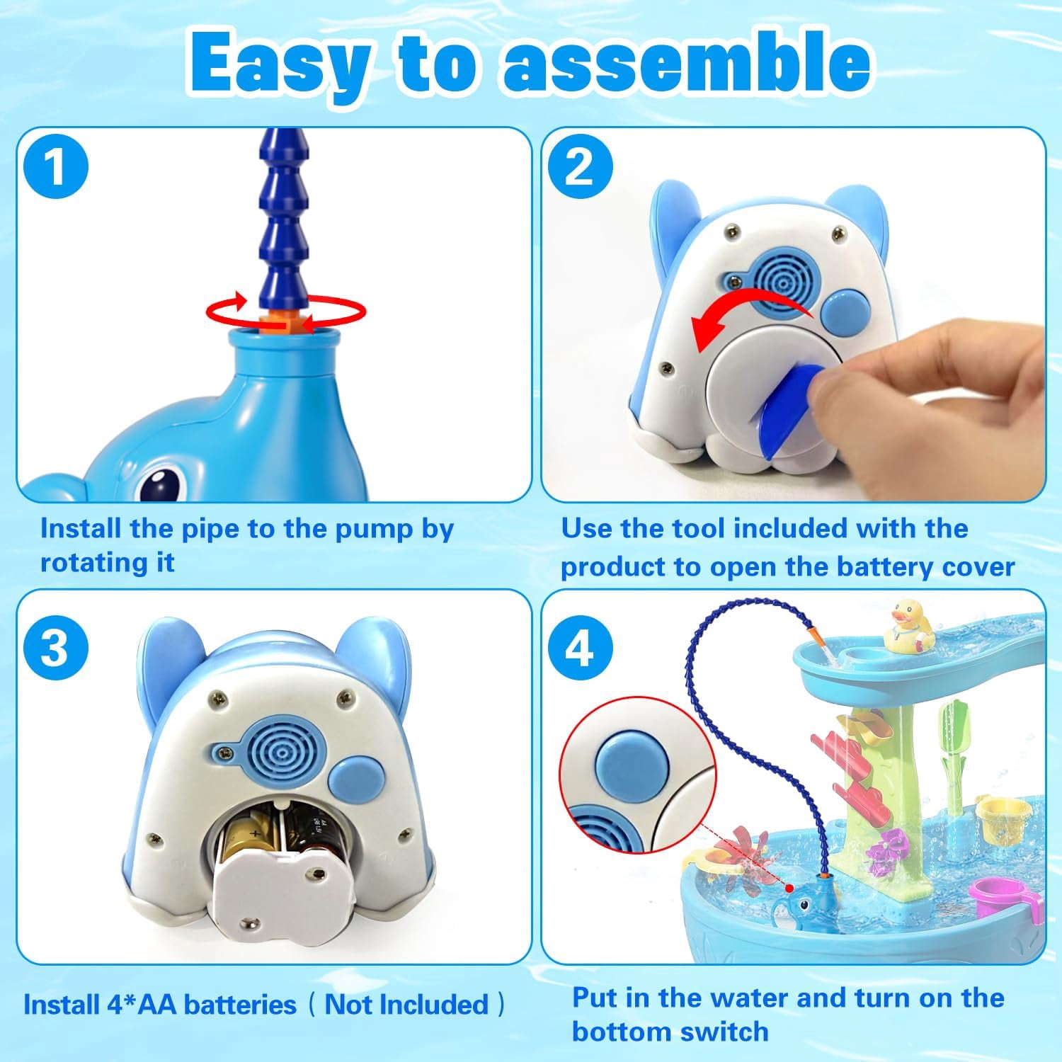 Water Table Pump, Battery Powered Water Pump for Water Table,Water Table Accessories for Kids Toddlers, Summer Outdoor Splash Water Play Table Toys
