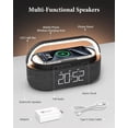thumbnail image 4 of FreeFish Bluetooth Speaker Alarm Clock with Wireless Charger, LED Night Light, 2500mAh Battery - For Bedroom, Home + 18W Adapter Black, 4 of 8