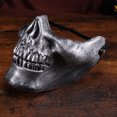 thumbnail image 2 of FELTECHELECTR 2 máscaras de esqueleto para rostro completo, con forma de calavera, para Halloween, cosplay, fiesta de máscaras (doradas y plateadas)., 2 of 6