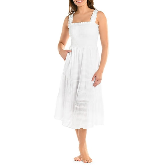 La Blanca Womens Smocked Rayon Midi Dress