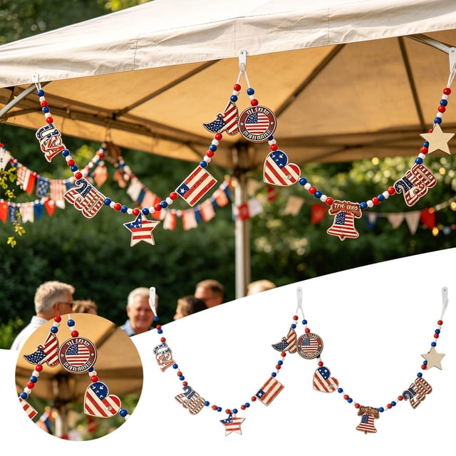 Tong Festive Independence Day Hanging Ornament For Party Patriotic Streamer Pendant Kitchen Patio