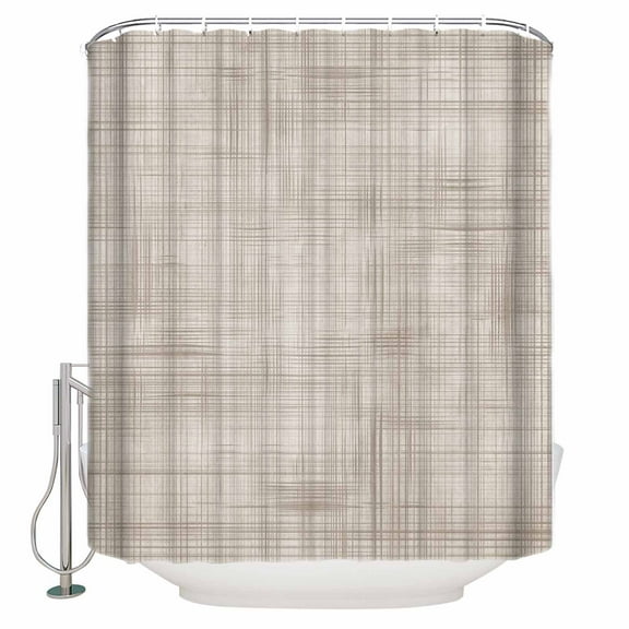 Lattice Cotton Shower Curtain, 36" x 72", Texture Waterproof Bathroom Curtain Washable Shower Curtain Set with 12 Hooks