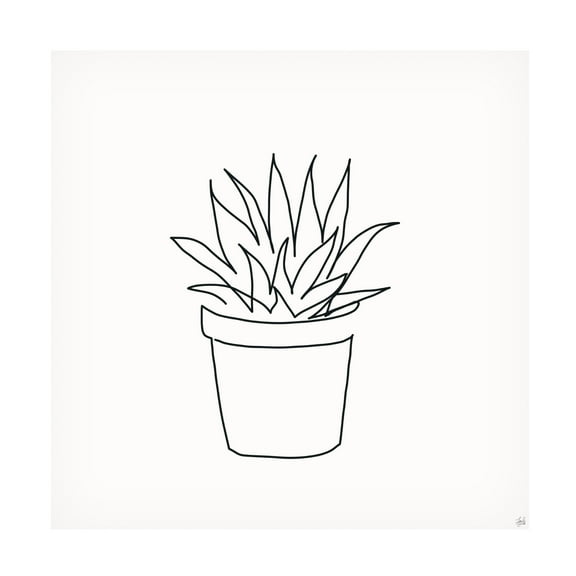 Canvas Wall Art - Line and Brush 'Line Succulent 2' Wall Art for Living Room, Bedroom, or Office Décor by Trademark Fine Art - 14 x 14 Inches
