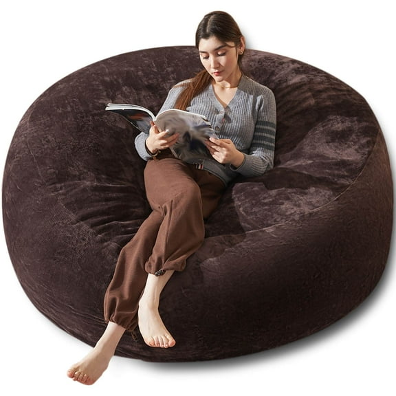 Bean Bag Chair 6FT,  Large Memory Foam Filled Chair for Adults and Teens, Soft Sofa with Removable Flannel Cover, Round Couch for Living Room Bedroom College Dorm