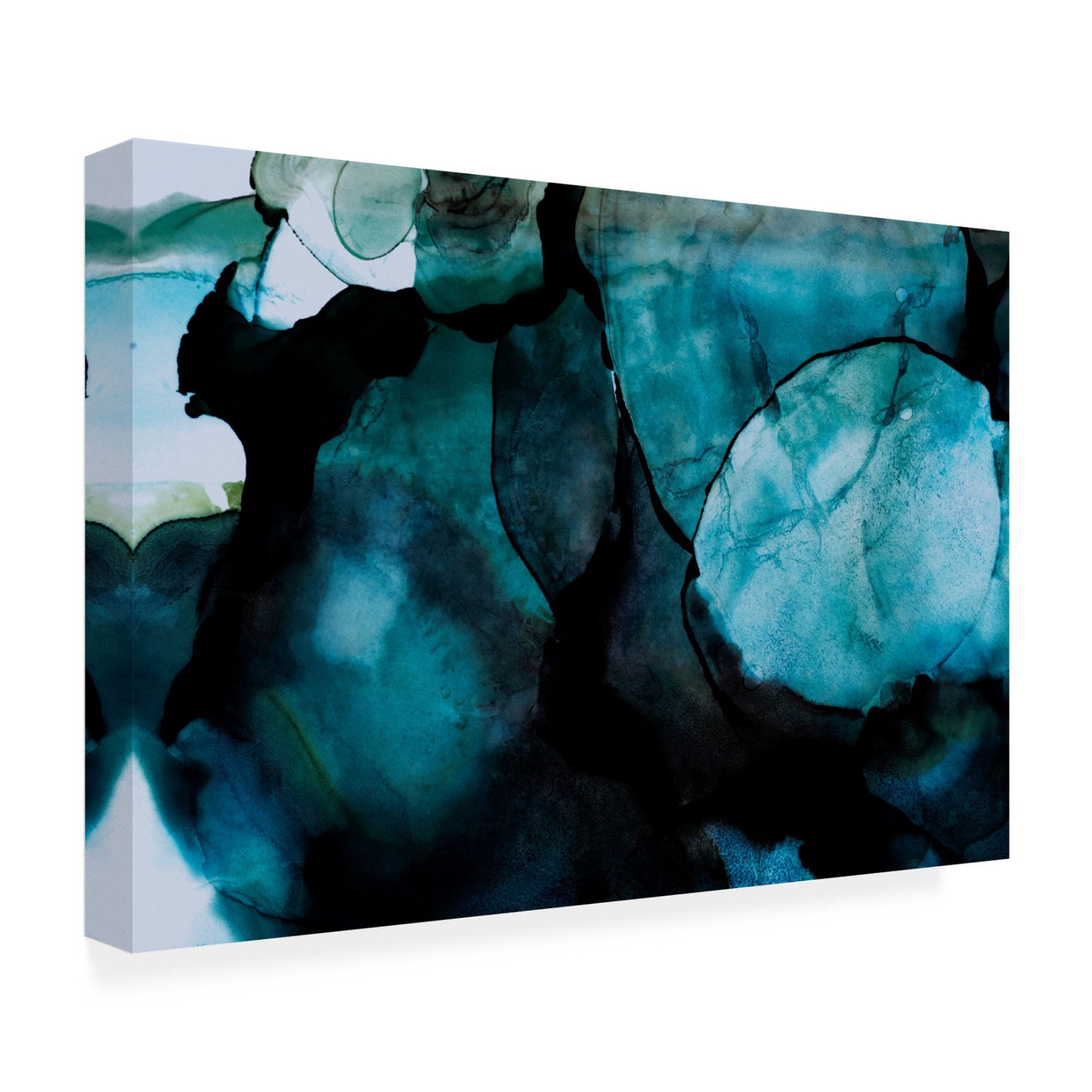 Canvas Wall Art - Tom Quartermaine 'Dark Blue Alcohol Ink' Wall Art for Living Room, Bedroom, or Office Décor by Trademark Fine Art - 47 x 30 Inches