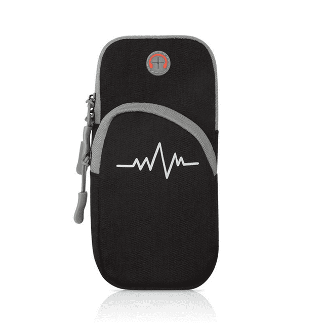 Brassard de Sport Réglable et Imperméable - Support de Téléphone Respirant pour Course avec Fentes pour Cartes pour Jogging Cyclisme Gym (Noir)
