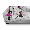 thumbnail image 3 of Fairy Soft Flannel Fleece Throw Blanket, Girl Silhouettes Sitting on Moon Mushroom Winged Dreamy Cartoon, Cozy Plush for Indoor and Outdoor Use, 50" x 60", Hot Pink Rose Black, by Ambesonne, 3 of 6