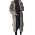 thumbnail image 2 of abrigo cárdigan Irfora Abrigo de punto largo de gran tamaño para mujer Abrigo abierto Frente Mangas largas Corte lateral Lado Punto Outwear Irfora abrigo cárdigan, 2 of 5