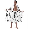 thumbnail image 2 of Colevkie Men's Bath Towel & Shower Skirt 2 Pcs Set Quick Drying Adjustable Bath Wrap Set Water Absorption for Home Spa Hotel Beach Printed Plants Pattern, 2 of 7