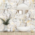 thumbnail image 3 of DEWOO 10pcs Peel and Stick Backsplash Wall Tile, Waterproof Peel and Stick Marble Wall Tiles, Self-Adhesive Panels for Bathroom, Kitchen, and Living Room (White Gold Marble,12"×12"), 3 of 12