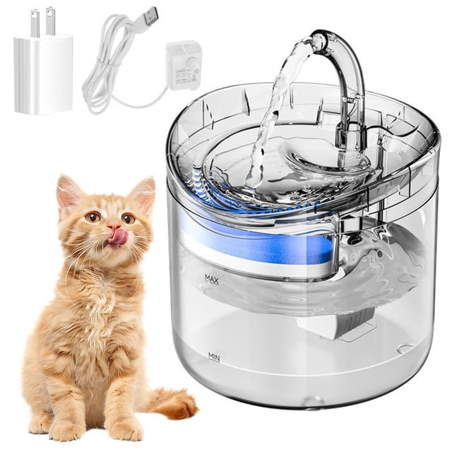 Dispensador automático de agua para mascotas de 2L con bomba ultra silenciosa (menos de 40 dB), sistema de filtración de cinco capas,