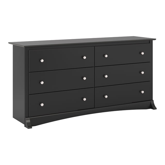 Prepac Sonoma 59 in. 6-Drawer Engineered Wood Dresser in Black