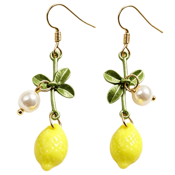 Lemon Dangle Earrings for Woman Beach Party or Birthday