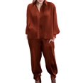 thumbnail image 2 of Women‘s Autumn And Winter Elegant Solid Color Style Thread Long Sleeve Pants Set, 2 of 4