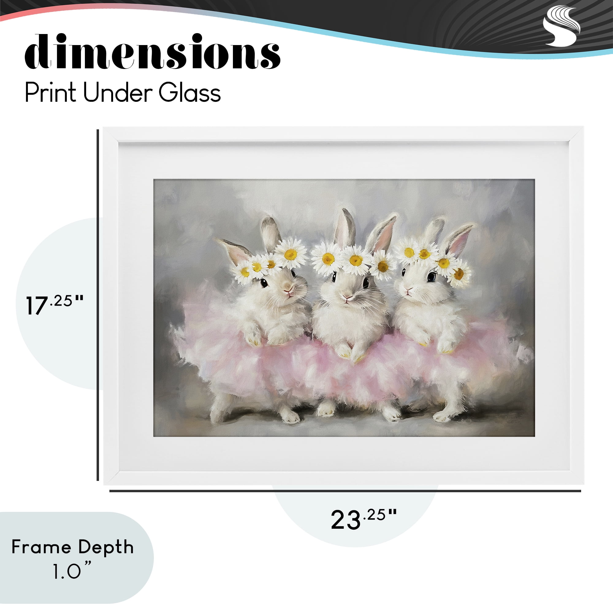 Stupell Industries Dancing Bunnies in Tutus White Framed Print Under Glass, design by Tina LeCour