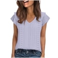 thumbnail image 2 of ClodeEU Women's Cutout V-Neck Ruffle Short Sleeve T-Shirt ,Casual Flounce Sleeve Tee Purple,Womens Plus XXL, 2 of 9