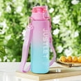 thumbnail image 3 of JUSTLET 32oz Sports Water Bottle with Motivational Time Marker & Leakproof Lid, Pink Green, 3 of 9