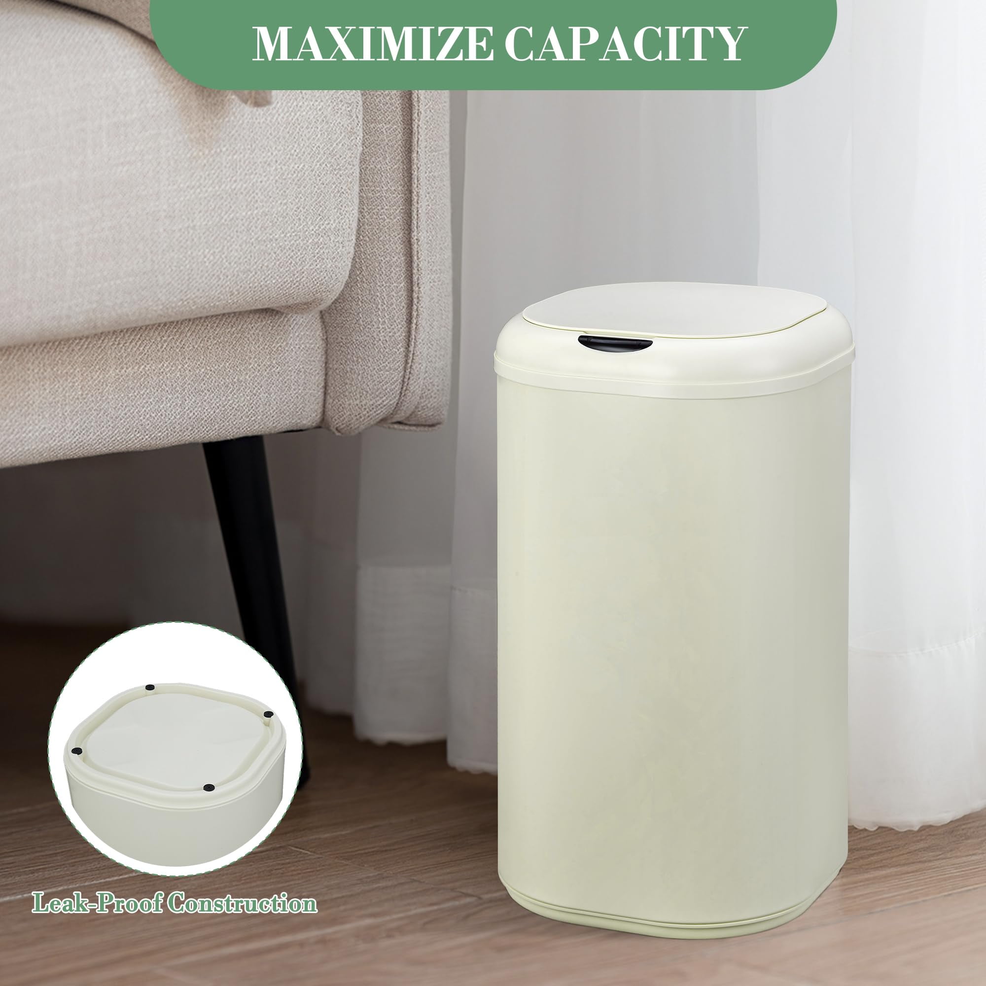 Kitchen Trash Can with Lid, 8 Gallon Automatic Garbage Can for Bathroom Bedroom Home Office, 30 Liter Touch Free High-Capacity Stainless Steel Waste Bin