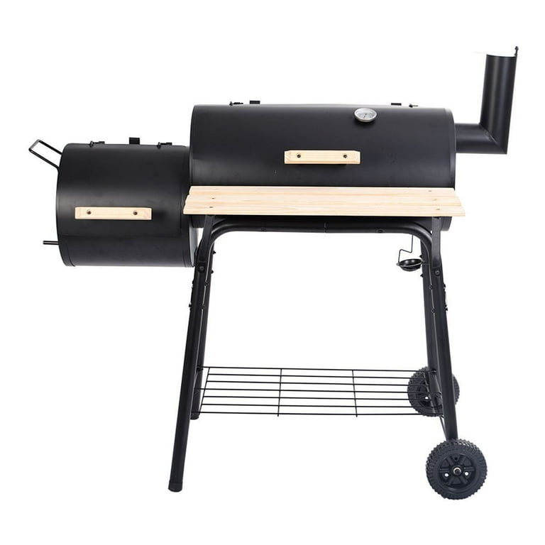 Outdoor BBQ Grill Charcoal Barbecue Pit Patio Backyard Meat Cooker Smoker  in Black