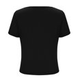 thumbnail image 4 of ClodeEU Women's V Neck Short Sleeve Crop Top ,Slim Fit Solid Color Casual Tee Black,Womens Plus XL, 4 of 7
