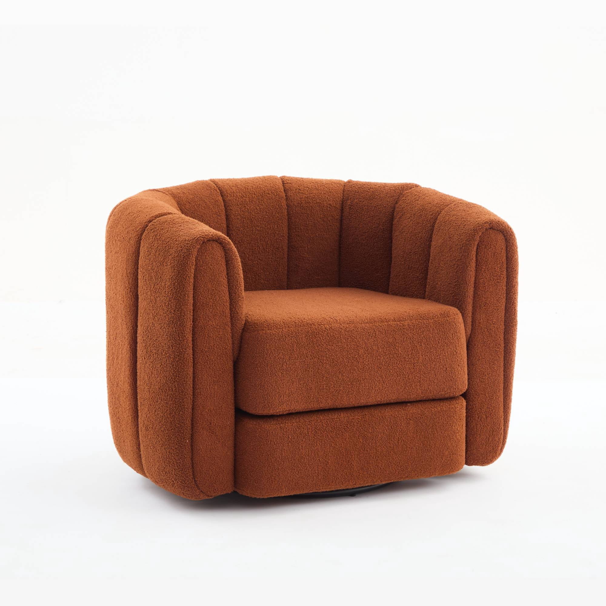Swivel Accent Chair Modern Round Barrel Chair Comfy&nbsp;Velvet Reading sofa chair Armchair For Living Room, Brown