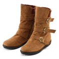 thumbnail image 5 of iOPQO Women's Mid-Calf Boots Women Suede Round Toe Zipper Flat Pure Color Buckle Strap Keep Warm Snow Boots Round toe square heel suede Brown 42, 5 of 9