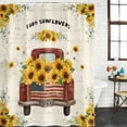 thumbnail image 2 of Sunflower Truck Shower Curtain, Waterproof Shower Curtains for Bathroom, Summer Botanical Elegant Pastoral Floral Washable Fabric Bathtub Curtain Set Bath Decor with 12 Hooks 48"x72", 2 of 8