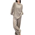thumbnail image 1 of Yuyuzo Ensemble de Pyjama pour Femmes 2 Pcs Col Rond Manches Longues Chandail-Over Haut Vêtements de Nuit Pantalon Grand Ensembles de Détente, 1 of 3