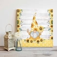 thumbnail image 4 of Sunflower Gnome Framed Canvas Wall Art, Country Yellow Floral Plaid White Wood Grain Wall Art Painting for Living Room Bedroom Home Decor, 16”x16”, Office Artwork Print, 4 of 9