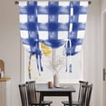 thumbnail image 4 of Tie Up Curtains for Windows Buffalo Check Watercolor Valance Adjustable Balloon Curtain Blue White Plaid FarmHouse Tie Up Shades for Kitchen Living Room Bedroom Privacy Curtain Drape 34x45 Inch, 4 of 9