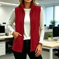 thumbnail image 2 of Busydd Fleece Vest Women Fashion Zip Up Sleeveless Stand Collar Fall Vest Casual Comfortable Solid Color Outerwear Vests with Pockets, 2 of 10