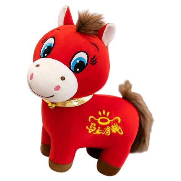 2026 Year of The Horse Plush Toy, Auspicious Chinese Lunar New Year Zodiac Mascot Ornament, Lunar New Year Gift Blessing Souvenir (Smiling Horse)