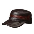 thumbnail image 1 of Men's Adjustable Cowhide Leather Baseball Cap, Thick Warm Winter Dad Hat, 1 of 6