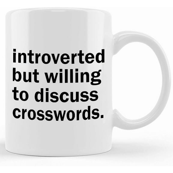 Crossword Mug Introverted But Willing To Discuss Crosswords Gift For Crossword Crossword Gift Idea Love Crossword, Ceramic Novelty Coffee Mug, Tea Cup, Gift Present For Birthday, Christm