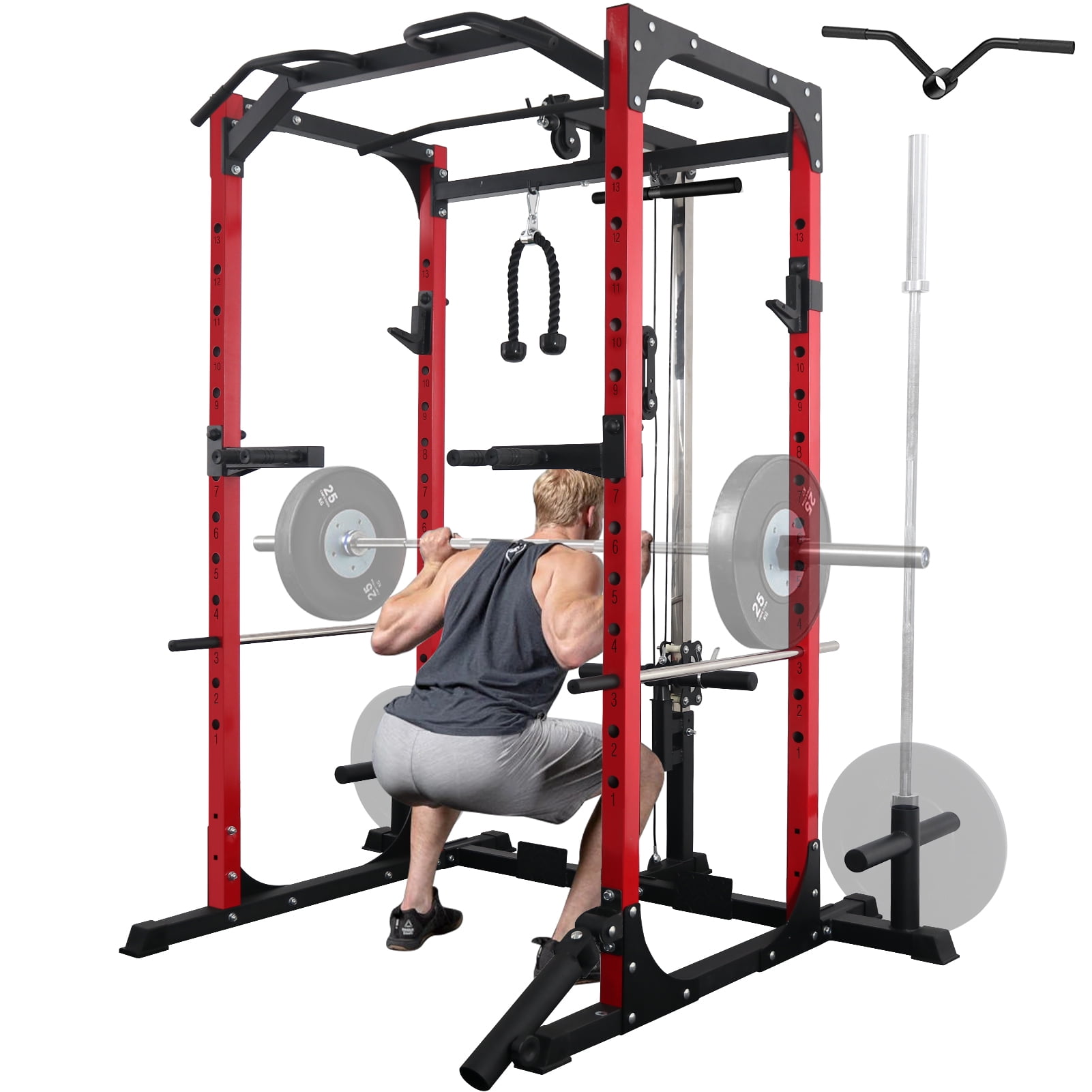 Details about   Heavy Duty Multi-Function Half FrameOlympic Fitness Power Cage Squat Rack NEW 