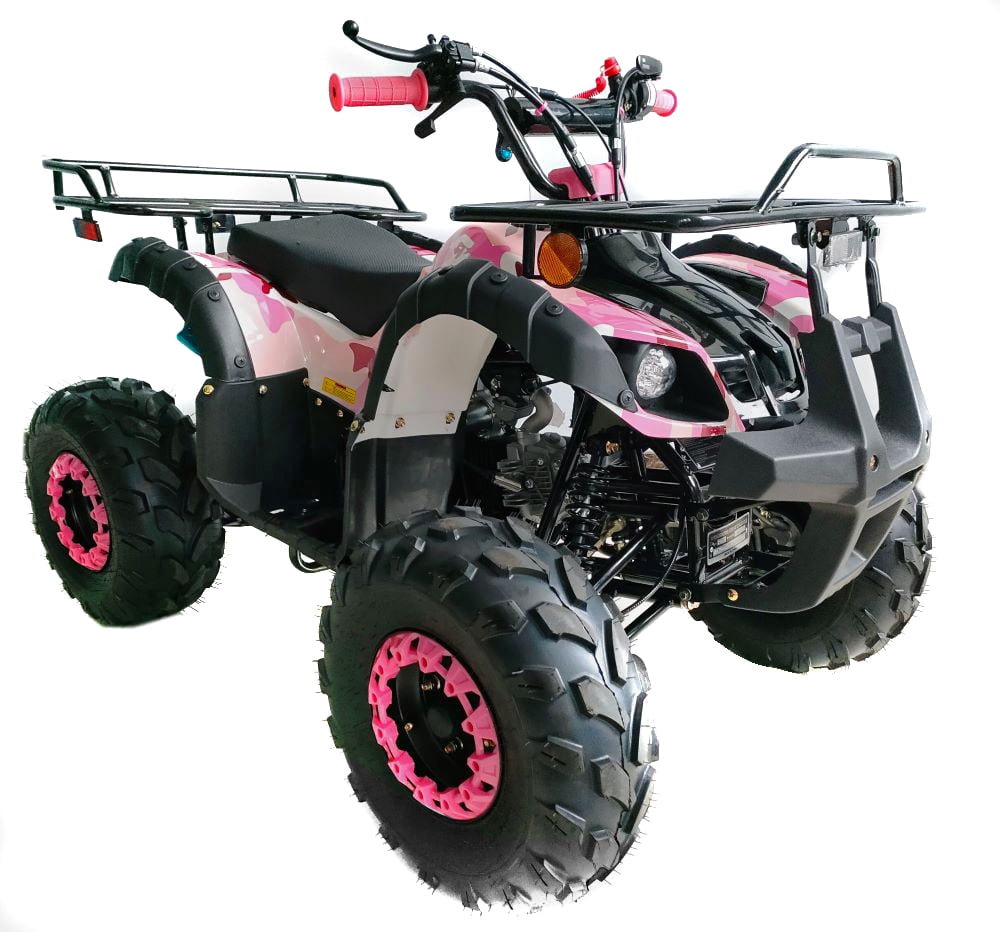 HHH Upgraded   125cc ATV Four Wheeler Quad with LED Lights, Matching Rims ,  Reverse for youth ( Factory Packaged ) ( Red )