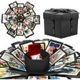 thumbnail image 1 of Juego de álbumes de recortes DIY, caja de regalo con forma de explosión para recuerdos fotográficos personalizados, álbum de diseño único con cinta decorativa, tarjeta en forma de corazón incluida, 1 of 7