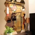 thumbnail image 5 of Paquete de 12 pegatinas de pared de espejo de plástico hexagonal acrílico, decoración del hogar para sala de estar, dormitorio, encima del sofá, TV, dorado, 5 of 5