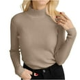 thumbnail image 2 of Odbmxy Sweaters for Women 2024 Long Sleeve Turtleneck Womens Fall Sweaters Knit Solid Color Yellow Layering Slim Sweaters, 2 of 3