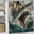 thumbnail image 6 of Chilfamy Big Mouth Shark Shower Curtains No Liner Mediterranean Style Marine Life, Bath Fantastic Decorations Waterproof Polyester Fabric Bathroom Shower Curtain with Hooks 60x72, 6 of 7