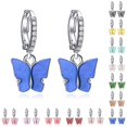 thumbnail image 2 of Women Butterfly Earrings Rhinestone Copper Pierced Earrings Dangle Earrings, 2 of 10