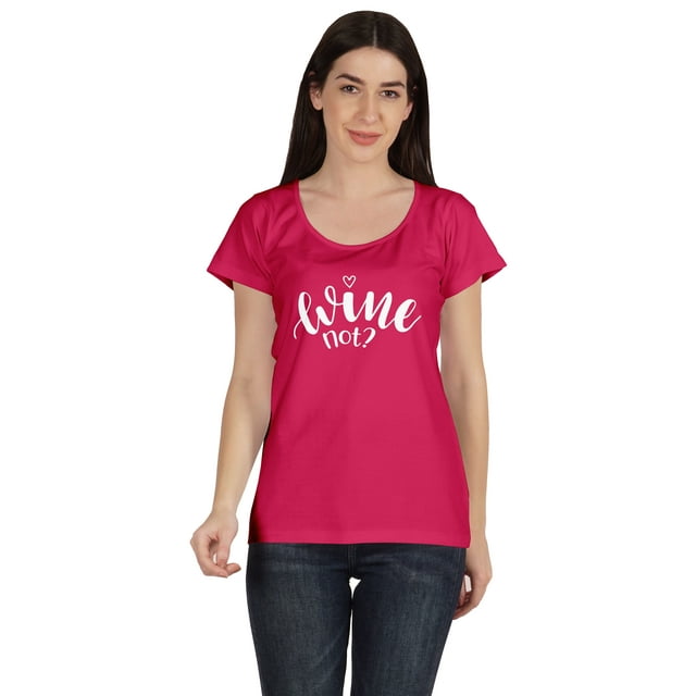 Inkmeso T-Shirt Graphique pour Femmes « Wine Not? » Drôle, Tee de Boisson, Hauts, Chandail Hilarant