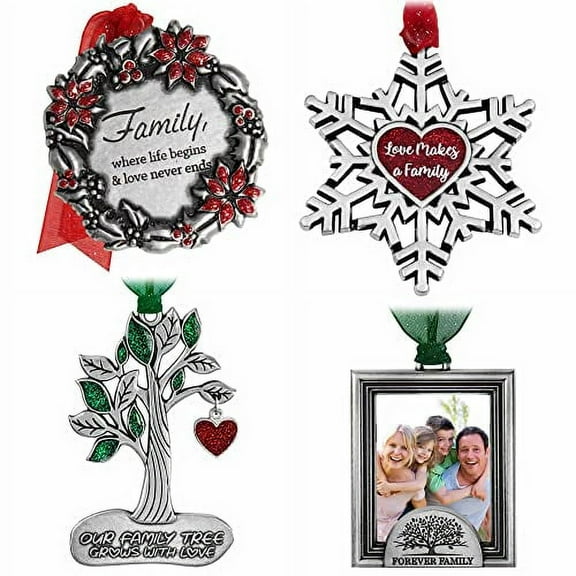 Family Love Pewter Christmas Tree Ornament Collection