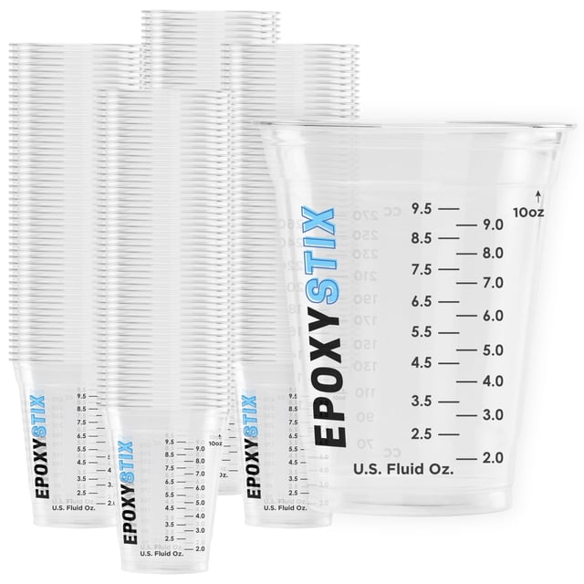Paquete de 100 tazas graduadas de 12 onzas, para mezclar de 350 ml, para mascotas duraderas, marcas de medición transparentes en oz, ml y tazas, para resina, pintura, mezcla y manualidades