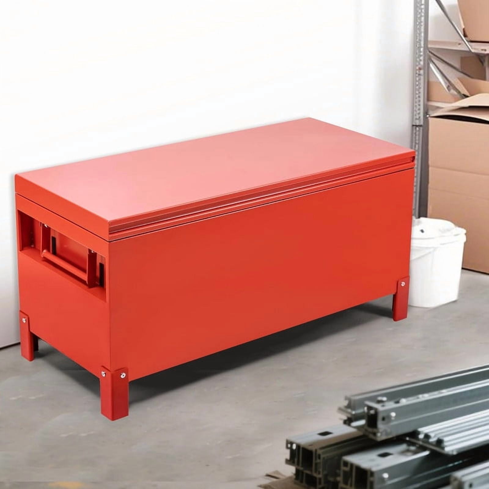 Aluminum Truck Tool Box Jobsite Storage Box Toolbox Chest Cabinet Heavy Duty Truck Bed Toolbox Gangboxes Tools Organizer Pick Up Truck Bed RV Trailer With Side Handles