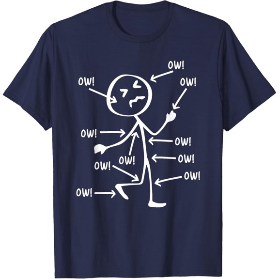 Velto Ow Ow Ow Stick Character Figure Humor Chronic Pain Awareness T-Shirt All Size S-5XL
